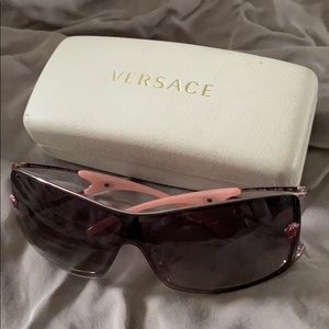 Pink Versace shield sunglasses